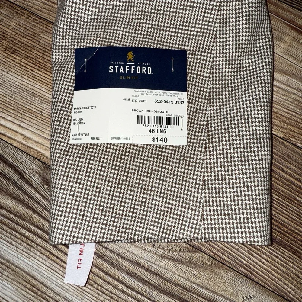 STAFFORD Mens Blazer Sport Coat Casual Jacket Size 46L Linen Cotton Suit NEW